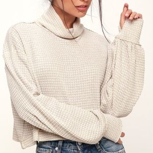 Free People BK Tee - Cropped Thermal turtleneck